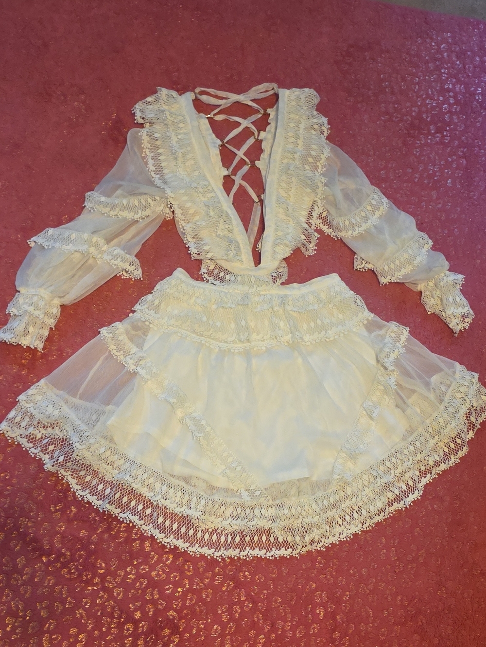 Sheer Lace Trim Mini Dress